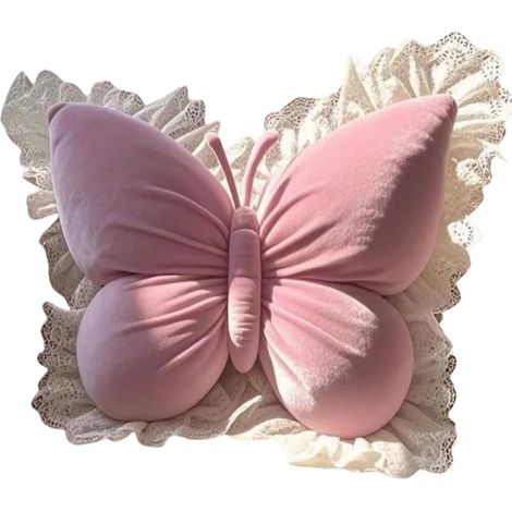 Ulisem – Kissen – Multifunktionales Kissen mit Schmetterlingsmuster – 43 x 31 cm – Weicher Plüschstoff – Großzügige Füllung aus PP-Baumwolle – Als Sitz- und Rückenkissen verwendbar. (1/2)
