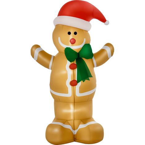Aufblasbarer Lebkuchenmann, 183 cm, mit integrierten LED-Lichtern, Weihnachtsdekoration für den Außenbereich (1/5)