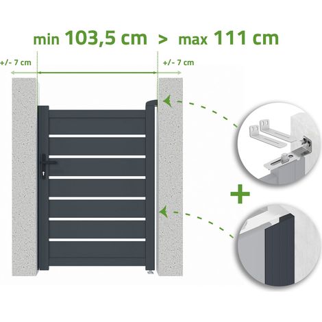 Portillon ajustable en largeur VOGEL 1m H.140cm Aluminium Gris Anthracite (1/4)