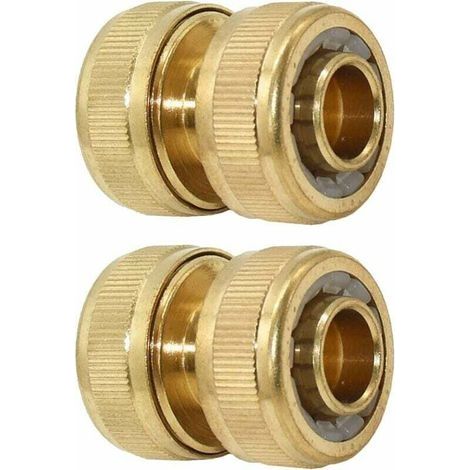 Réparateur de Tuyau d'arrosage 19 mm (3/4 Pouce) en Laiton, 2 piècesRaccord de Tuyau de Descente, Solution Rapide Extension du connecteur, réparation Rapide- (1/5)