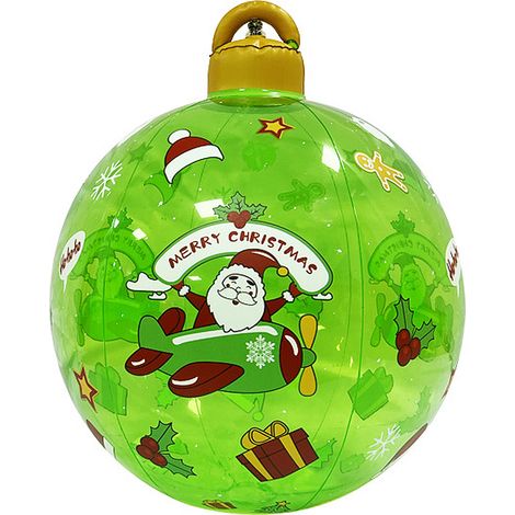 Boule de noël gonflable illuminée, ornements extérieurs, décoration de jardin en PVC, vert, 60x50cm (1/5)