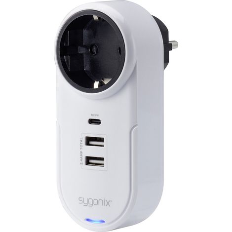 Sygonix TY1825 USB Ladegerät 18 W 2x USB-A, 1x USB-C®, Schutzkontakt-Steckdose  Weiß Innenbereich
