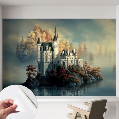 Papier peint autocollant avec imprimé pour décoration intérieure pour rénovation a motif Château de conte de fées 152x104 cm (1/5)