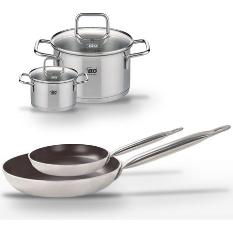 Lot Poêles 24 cm & 32 cm Elo Bistro Line et Faitouts 12 cm & 20 cm Elo (1/4)