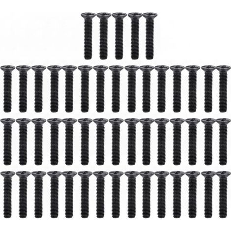 Vis cruciformes fraisées 50 pièces, Kit d'assortiment de vis à métaux galvanisées noires DIN 965, M3x16 (1/5)
