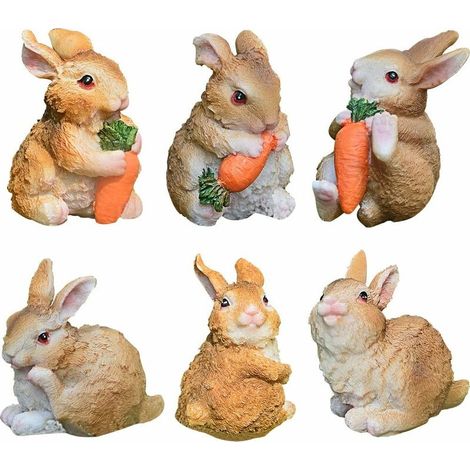 Resin Bunny Figurines Bunny Garden Ornaments Chic Bunnies Easter Decoration, Resin Easter Bunny Rabbit Table Decorations Ornaments for Spring or Home (1/5)