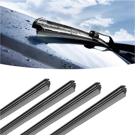 4Pcs Noir Balais Dessuie-Glace Recharges Remplacement Voiture Véhicule Insérer Bandes, Accessoires Nettoyage De Bandes De Caoutchouc Universelle Pour Pare-Brise Essuie-Glaces Désossés (40CM)