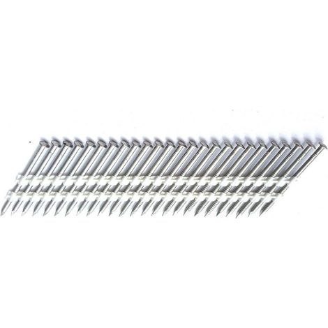 1000 CLOUS EN BANDE 34° SANS GAZ 2.8 x 70 Crantés Inox A4 Bombée