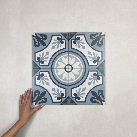 Carrelage Imitation Carreaux de Ciment LA MADELEINE 20x20 cm Lilou Bleu (1/4)