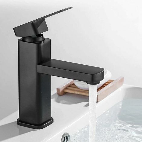 Robinet Lavabo - Acier Inoxydable - Finition Noir Mat - Pour Lavabo Salle De Bain - 1 Pièce (1/4)