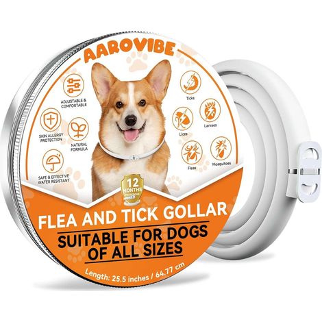 Collare anti-insetti regolabile e impermeabile per cani di 1 anno, 65 cm.