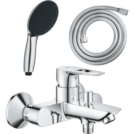 Pack mitigeur mécanique bain douche GROHE Start Loop chromé + Douchette 2 jets Vitalio Start 110 et flexible