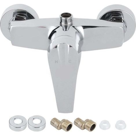 Robinet de douche pour salle de bain, mono-commande avec fonction de remplissage de baignoire, réglage précis du débit d’eau, filetage G1/2 (1/2)