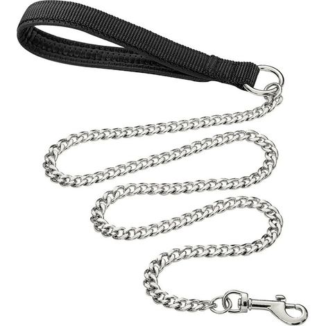 Guinzaglio per cani in metallo resistente, guinzaglio per animali domestici a prova di masticazione da 180 cm con impugnatura morbida imbottita per cani di taglia grande e media (180 cm 3 mm)
