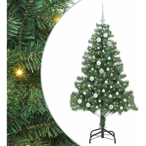 Sapin de Noël  Arbre de Noël avec 150 LED avec support Vert 150 cm PVC (1/5)