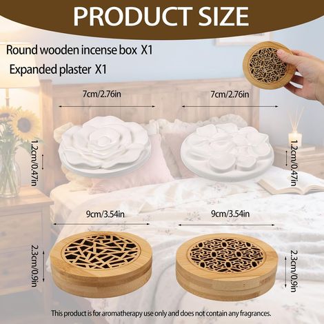 Diffuseur D'Huiles Essentielles en Bois, 2 Pièces Diffuseur Parfum avec Pierre Diffusion Huile Essentielle Voiture D'aromathérapie Boîte D'arômes pour Salon Salle Bain Bureau Armoire Chaussure