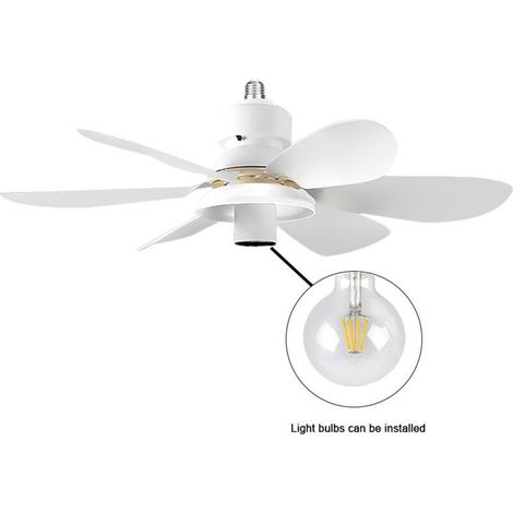 Ventilatore da soffitto con luce e telecomando, piccola luce silenziosa da soffitto con 3 velocità (lampadina non inclusa) -Crezuo