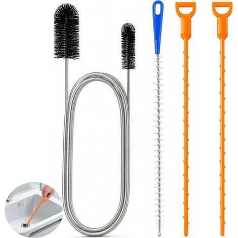 4 Pcs Deboucheur Canalisation Brosse,Deboucheur Canalisation Avec Furet Flexible Et Crochet Nettoyage,Kit Brosse Tuyau Réuti[RD239] (1/5)