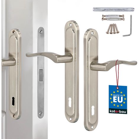 Maniglia per porta, placca lunga, classica satinata, 90 mm