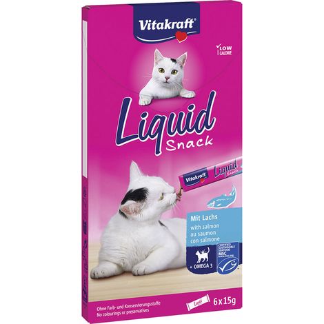 Alimento per Gatti Gusto Salmone (6 Snack) Vitakraft Liquid Snack 90 gr