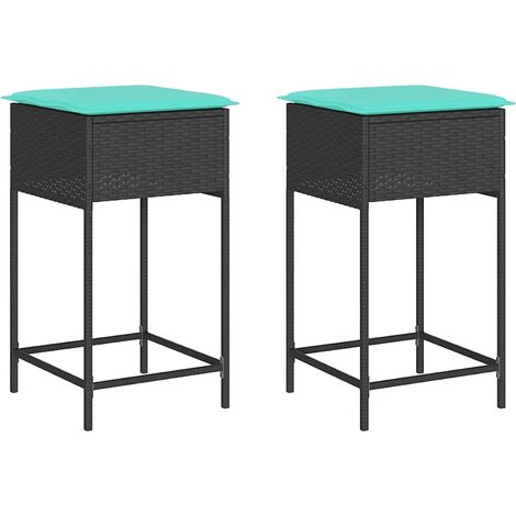 Maison Exclusive - Garten-Barhocker mit Kissen 2 Stk. Schwarz Pol (1/5)