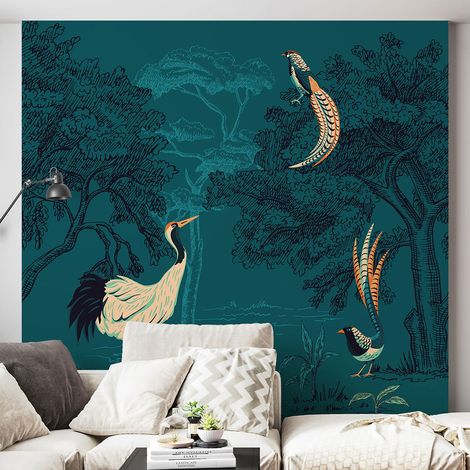 Papier peint panoramique - Oiseaux - 130 cm x 130 cm (1/4)