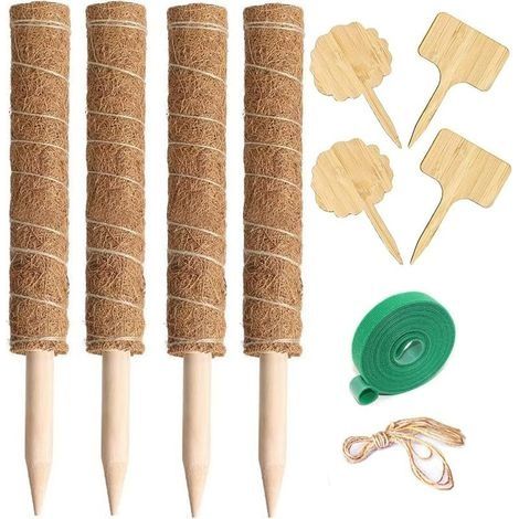 4 Pièces Bâton De Coco, 40cm Chacun, Tuteurs en Coco Superposable, Poteau de Coco avec Le Bâton de Bois Pointu pour Plantes Grimpantes Extension et Support de Plant dans Le Jardin Maison (1/4)