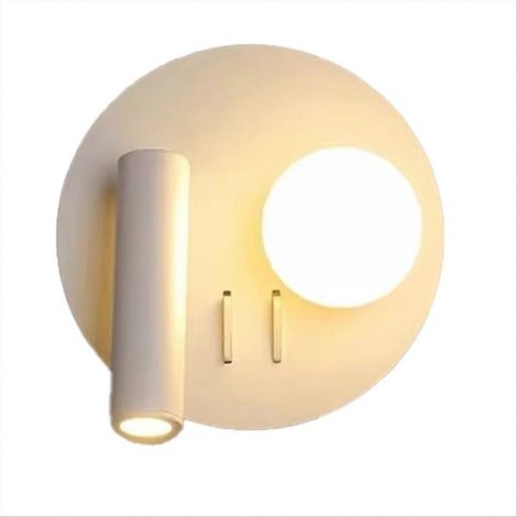 Weiße, verstellbare Wandleuchte mit 350°-Drehung, Hintergrundbeleuchtung und Schalter – ideal für Schlafzimmer, Nachttisch, Schreibtisch und Leseecke (1/5)