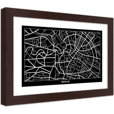 Quadro con cornice, Carta della città di Berlino - 30x20 (1/5)