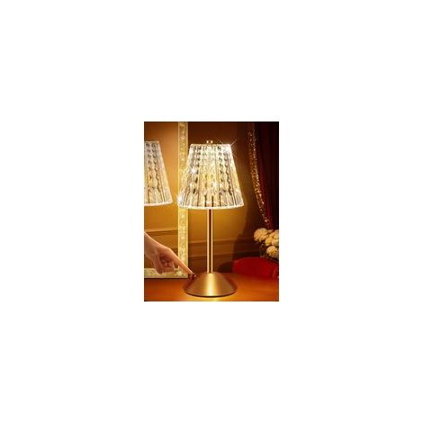 Lampe de chevet, lampe de chevet en cristal 3 couleurs, lampe de chevet tactile à intensité variable, lampe de table rechargeable sans fil (1/5)
