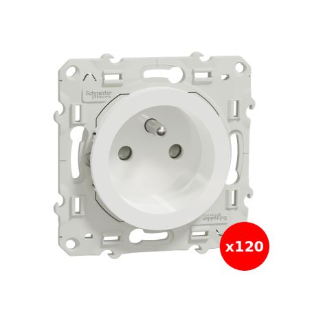 Schneider - Odace 2011 - LOT de 120 Prises de courant 2P+T - Blanc - Ref. : S520059x120 (1/5)