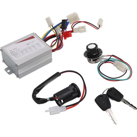 Contrôleur de vitesse 12V 500W pour vélos électriques, tricycles et motos électriques : ensemble de verrouillage à clé avec interrupteur et variateur de vitesse. (1/5)
