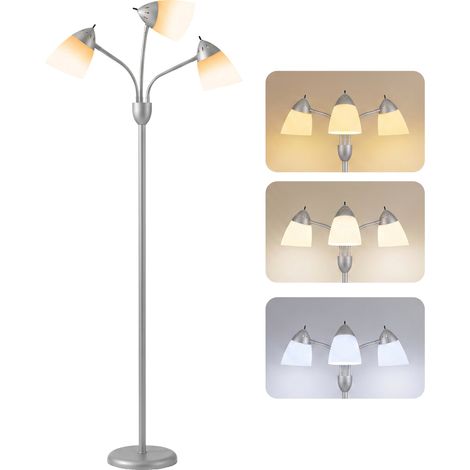 HOMCOM Arc Tree Floor Lamp with 3000K/4500K/6500K Colour Temperatures Silver (1/5)