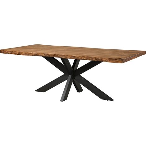 Baumtisch Sheesham 240x100x77 natur gebeizt / Kreuzgestell anthrazit matt FREEFORM 5