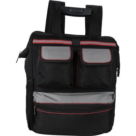 Sac à Dos Organisateur Sac à Outils Imperméable en Tissu Oxford Sac à Outils Multifonctionnel Outils de Réparation Sac de Rangement Double épaule Sac à Outils (BLACK) (1/5)