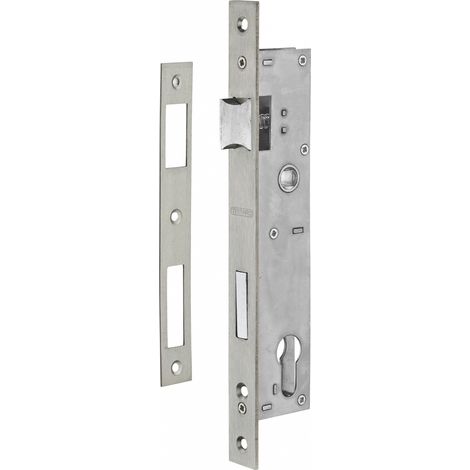 Thirard – Serrure encastrable à cylindre pour menuiserie métallique – Entr'axe 92mm – Pêne en alliage nickelé – Gâche inox – Demi-tour réversible (1/2)