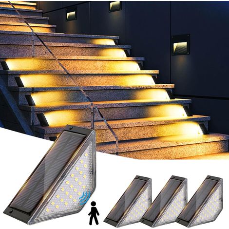 Lampes solaires d'extérieur à 4 LED pour escaliers et terrasses, lampes solaires de jardin étanches (1/5)