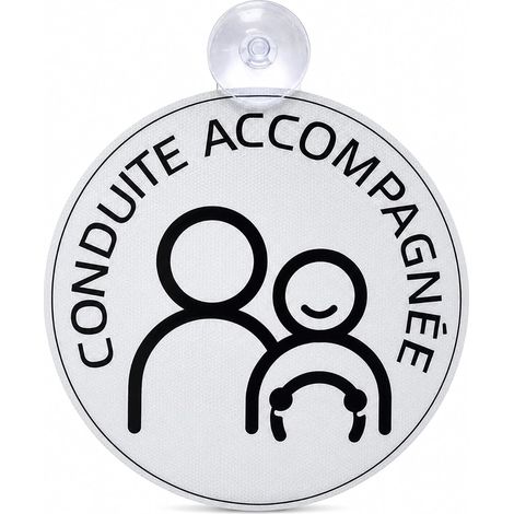Macaron Guida accompagnata con ventosa - Disco CA riflettente da 15 cm Alta visibilità notturna - Segnaletica interna anticaduta per conducente studente per parabrezza (1 pezzo) (1/5)