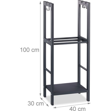 Portalegna a 2 livelli stoccaggio ordinato 100 x 40 x 30 cm design elegante in acciaio antracite 130005529