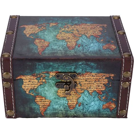 Coffret de rangement en bois vintage style européen, organiseur de bijoux, boîte de présentation pour bureau, décoration murale 2208A-06-Vert Carte (1/5)