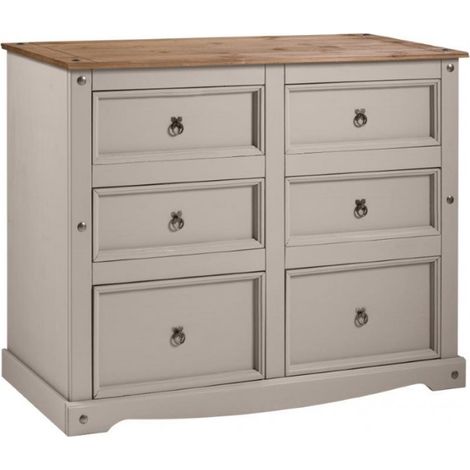 Corona Grey Wax 6 Drawer Wide Chest (1/4)