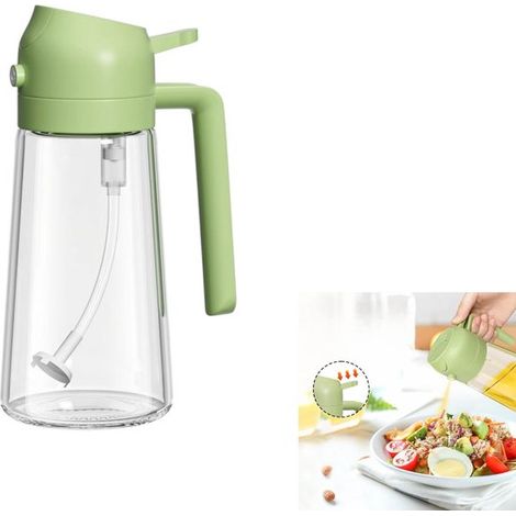 Dosatore d'olio, funzione 2 in 1 per spruzzare e versare, pratica bottiglia di vetro, per friggitrici ad aria, grigliate, insalate, fritture, ecc., grande (1/5)