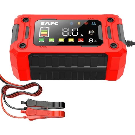 Cargador de batería para coche, carga inteligente multimodo, pantalla HD grande, enchufe europeo de 8 A. (1/2)