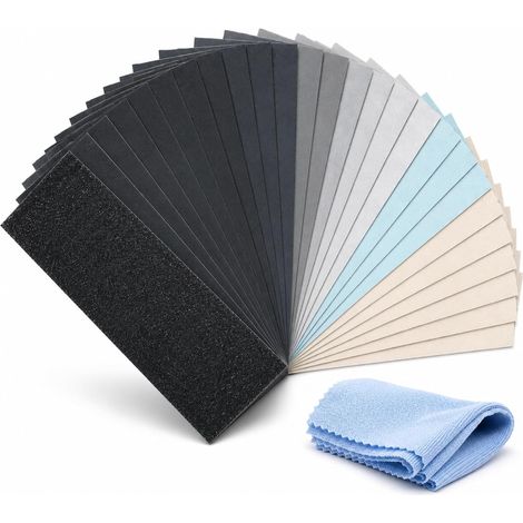 35 Papier de Verre,Papier Poncage Sec Humide Double 23 x 9 cm, Grain 400 600 800 1000 1200 1500 2000 2500 3000 5000 7000 10000 20000, Pour Voiture Métal Bois Murs Pierre Finition (1/5)