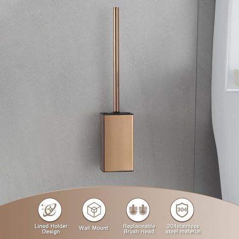 Porte-Brosse WC Rosé Gold Mural en Acier INOX 304, Élégant et Antirouille avec Réservoir Hygiénique – pour Salle de Bain Moderne et Hôtel (1/5)
