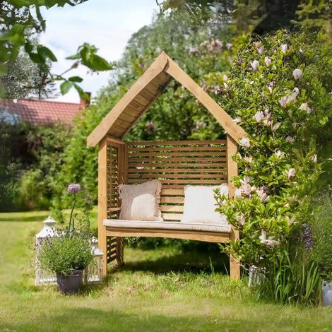 Orio Garden Arbour with Bench - Full Trellis - L158 x W77 x H220 cm - Easy Assembly