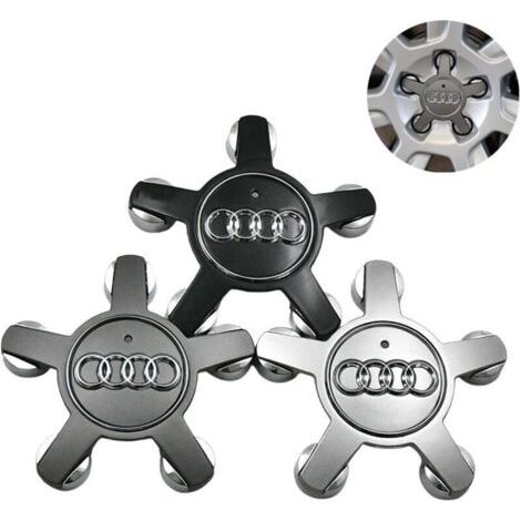 Lot de 4 convient pour les enjoliveurs de roue à cinq griffes Audi A4L//A5/A6L/A7/A8L/Q5/S6/TT/R8, enjoliveurs de roue à cinq griffes noirs 135 mm - argent (4F0601165N) (1/2)