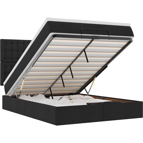 Maison Exclusive - Ottoman-Bett mit Matratze & LEDs Schwarz 140x1