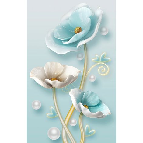 Papier peint panoramique - Fleurs 3D - 130 cm x 208 cm (1/2)