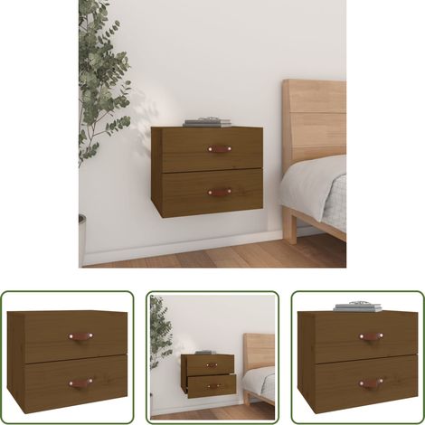 vidaXL Kiefernholz Nachttisch -  Wand-Nachttisch Honigbraun 50x36x40 cm (1/5)